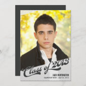 ゲームタイム卒業招待状 – 木炭 招待状 (正面/裏面)