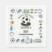 『ゲームタイム サッカー』1歳の誕生日 – ファンキッズ スタンダードランチョンナプキン (正面)