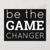 ゲームチェンジャーやる気を起こさせるホワイトタイポグラフィ ポストカード (正面)