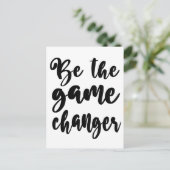ゲームチェンジャー奨励引用文白黒 ポストカード (スタンド正面)