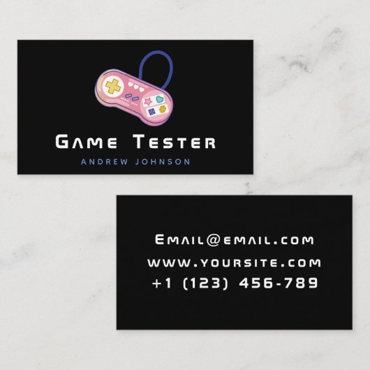 ゲームテスターかわいいレトロコントローラゲーマー開発者 名刺 (正面/裏面)