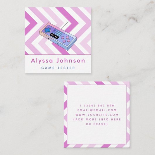 ゲームテスター開発者レトロコントローラガジェットかわいい スクエア名刺 (正面/裏面)