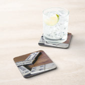 ゲームテーブルのドミノのドミノの木製の古いヴィンテージの演劇 コースター (右側)