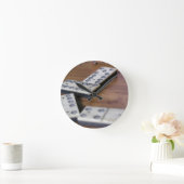 ゲームテーブルのドミノのドミノの木製の古いヴィンテージの演劇 ラウンド壁時計 (ホーム)