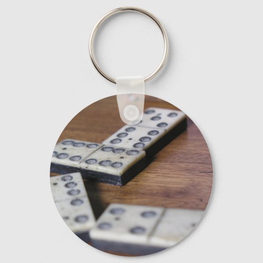 ゲームテーブルドミノドミノウッドオールド遊ヴィンテージ キーホルダー (正面)