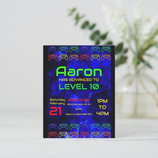 ゲームテーマ誕生日パーティーへの招待 招待状 (スタンド正面)