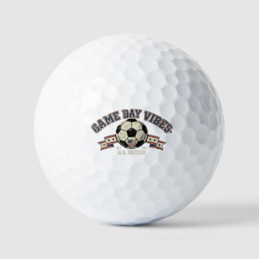 ゲームデイの雰囲気 アメリカサッカー レトロファン ゴルフボール (正面)