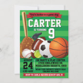 ゲームデイスポーツチーム誕生日パーティー 招待状 (正面)