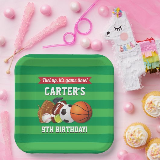 ゲームデイスポーツチーム誕生日 ペーパープレート (パーティー)