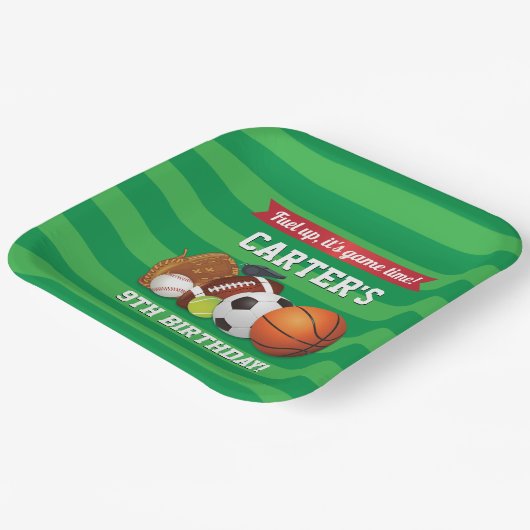 ゲームデイスポーツチーム誕生日 ペーパープレート (傾斜あり)