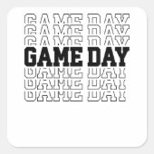 ゲームデイタイポグラフィアートスポーツゲームメンズウィメンズ スクエアシール (正面)