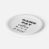 ゲームデイビーブチームハートパーソナライズされた文字 ペーパープレート (アングル)