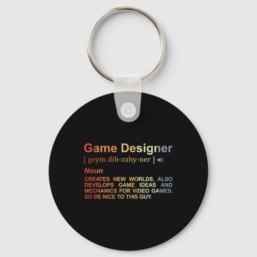 ゲームデザイナーの定義 ゲームプログラマー ゲーム開発 キーホルダー (正面)