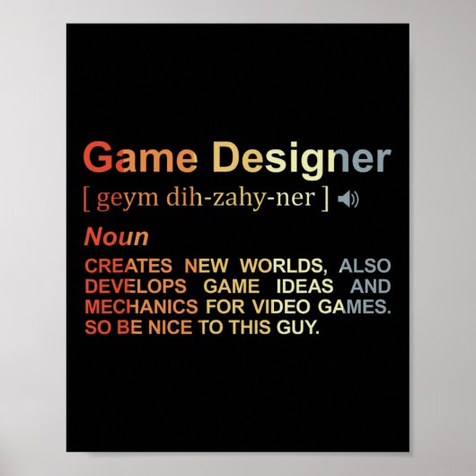 ゲームデザイナーの定義 ゲームプログラマー ゲーム開発 ポスター (正面)