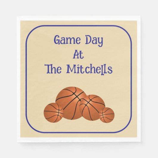 ゲームデーのバスケットボール観戦パーティー スタンダードランチョンナプキン (正面)