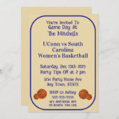 ゲームデーのバスケットボール観戦パーティー 招待状 (正面/裏面)