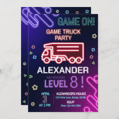 ゲームトラックの誕生日招待状 ゲームの招待状 招待状 (正面/裏面)