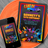 ゲームトラックカラフル誕生日 招待状