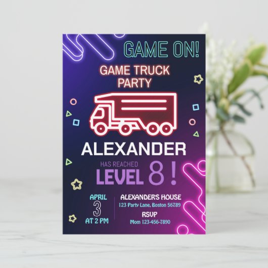 ゲームトラック誕生日招待状ゲーム招待状 招待状 (スタンド正面)