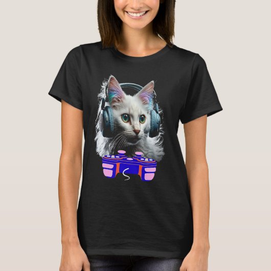 ゲームトルコ語アンゴラ猫プレーヤー動物ビデオゲーム Tシャツ (正面)