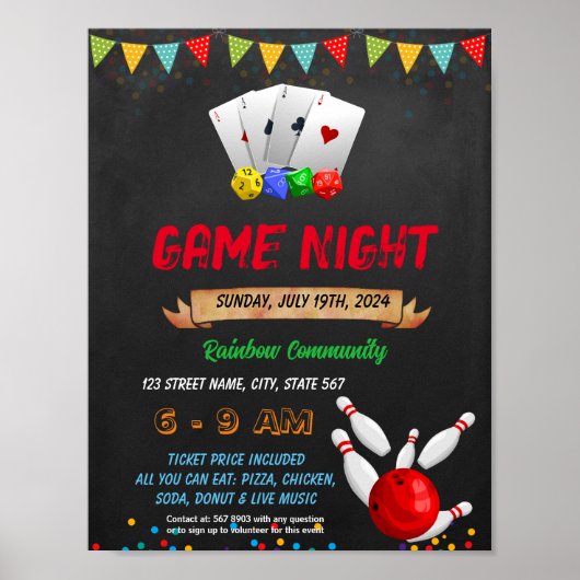ゲームナイトイベントテンプレート ポスター (正面)
