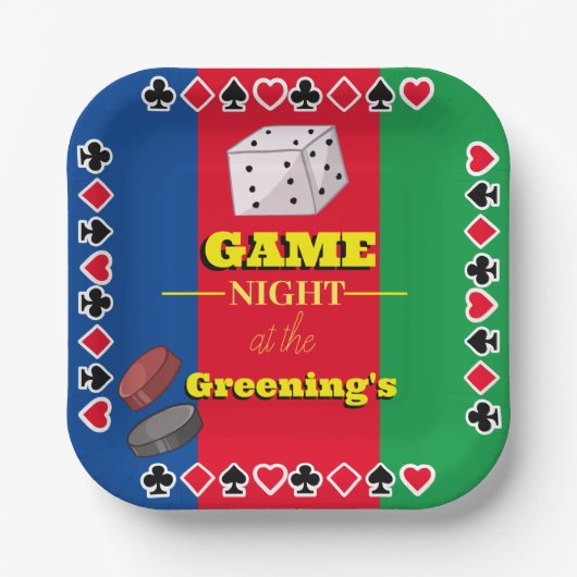 ゲームナイトカードトランプのポーカーボードゲームおもしろい ペーパープレート (正面)