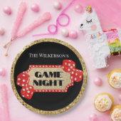 ゲームナイトグリッターマーキーサインオンブラック ペーパープレート (パーティー)