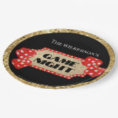 ゲームナイトグリッターマーキーサインオンブラック ペーパープレート (アングル)