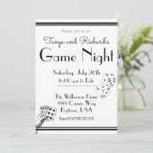 ゲームナイトパーティの招待状白黒レトロ 招待状 (スタンド正面)