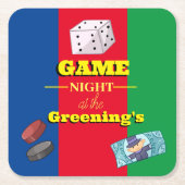 ゲームナイトパーティードリンクマットゲーム スクエアペーパーコースター (正面)