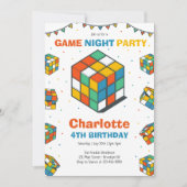 ゲームナイトパーティー ルービック キッズ誕生日招待状 招待状 (正面)