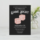 ゲームナイトピンクグリッターサイコロオンブラック 招待状 (スタンド正面)