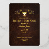 ゲームナイト誕生日ファンタジーグリフィンCC1260 箔招待状 (正面)