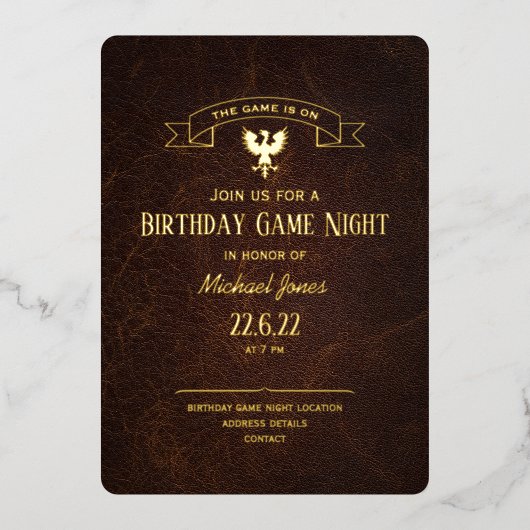 ゲームナイト誕生日ファンタジーグリフィンCC1260 箔招待状 (正面)