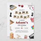 ゲームナイト誕生日招待状、ボードゲームナイト 招待状 (正面)