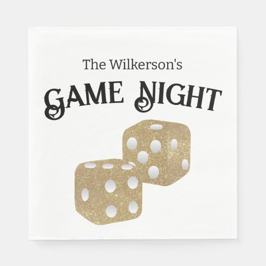 ゲームナイト金ゴールドグリッターサイコロ スタンダードランチョンナプキン (正面)