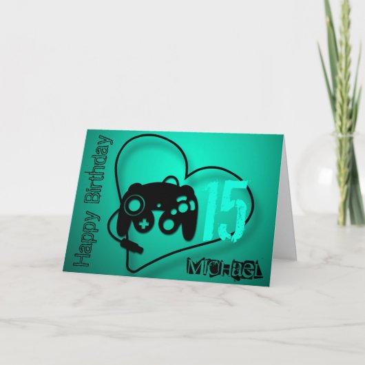ゲームハート第15回誕生日パーソナライズされた挨拶C カード (正面)
