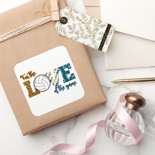 ゲームバレーボールのママLeopardの愛のために スクエアシール (ギフト)