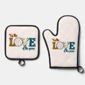 ゲームバレーボールのママLeopardの愛のために 鍋つかみ&鍋敷きセット (正面)