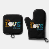 ゲームバレーボールのママLeopardの愛のために 鍋つかみ&鍋敷きセット (正面)