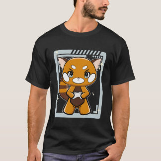 ゲームパッドゲーマー付き赤パンダ Tシャツ