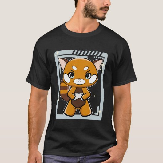 ゲームパッドゲーマー付き赤パンダ Tシャツ (正面)