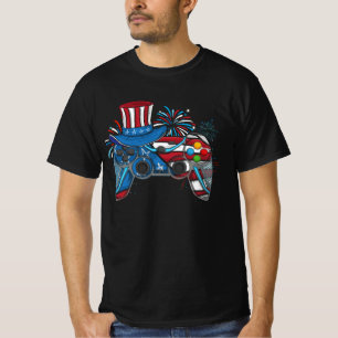 ゲームパッドコントローラーUSAアメリカ国旗のビデオゲーム4t Tシャツ
