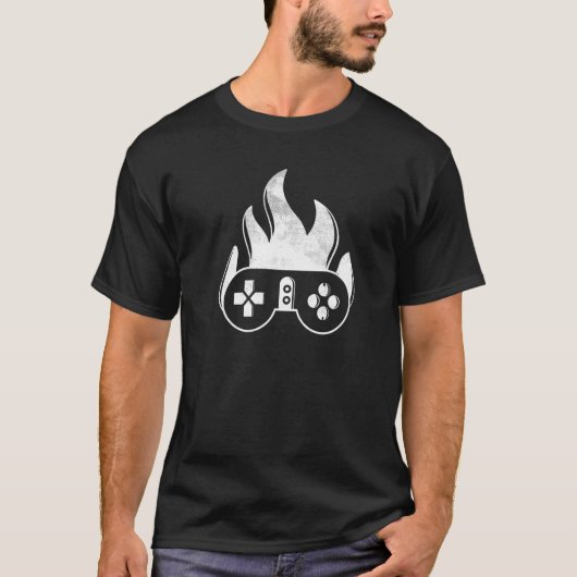 ゲームパッド火災デザインビデオゲームコントローラゲームG Tシャツ (正面)