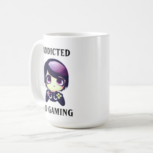 ゲームパーソナライズされたかわいいガールゲーマー中毒 コーヒーマグカップ (正面左)