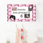 ゲームパーソナライズされたをテーマにしたピンク誕生日 横断幕 (インサイチュ)