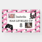 ゲームパーソナライズされたをテーマにしたピンク誕生日 横断幕 (横)