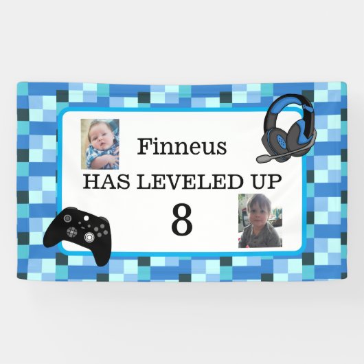 ゲームパーソナライズされたをテーマにした青 横断幕 (横)