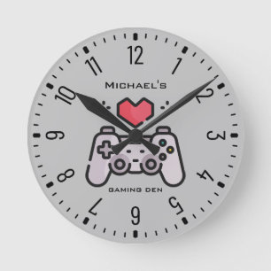 ゲームパーソナライズされたデンゲーマー ラウンド壁時計