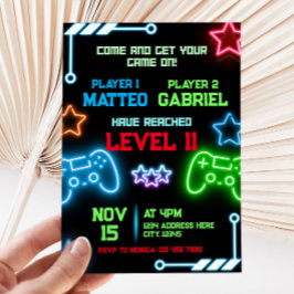 ゲームパーティー共同誕生日招待状 招待状